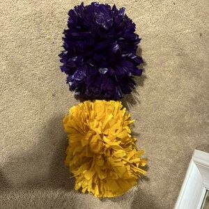 purple and gold (non-metallic) cheerleading Pom Poms